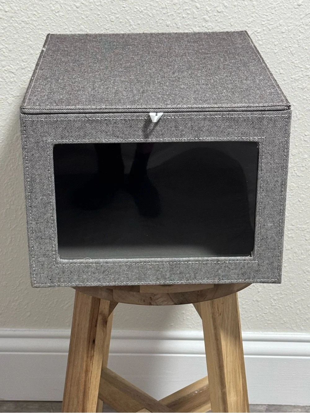 The Container Store Cambridge Drop-Front Shirt Box Grey Linen Like New
